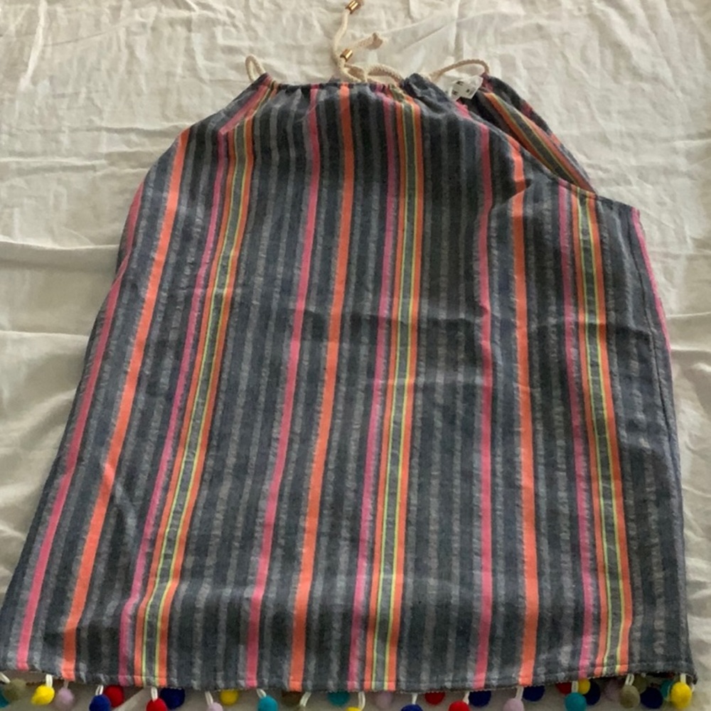 Multicolor striped tank halter neck